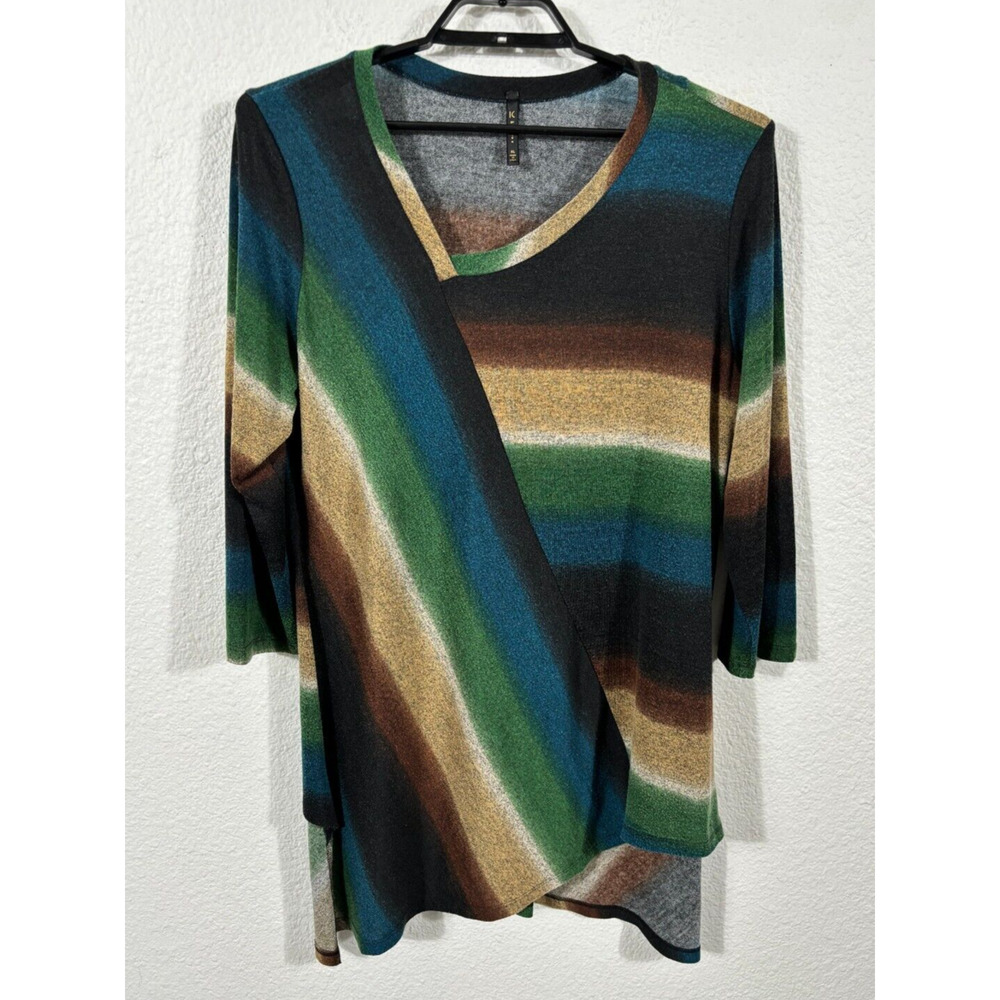 IC by Connie K Top Womens XL‎ Multicolor Knit 3/4 Sleeve Tunic Striped